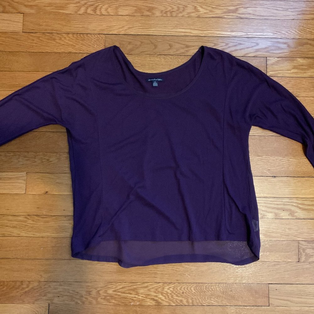 American Eagle Women's Purple Scoop Neck Top
